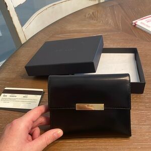 PRADA men’s tri fold black wallet - like new condition with auth card and box